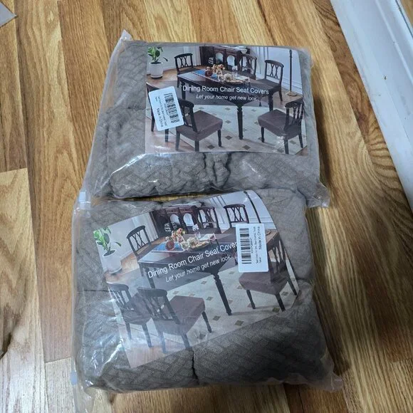 8 Dining Room Chair Seat Covers - Rear Covered - Taupe - Brand New - Picture 7 of 7